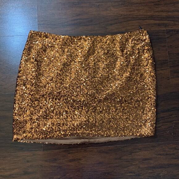 MM Couture Miss Me bronze sequin mini skirt size L - Picture 2 of 10